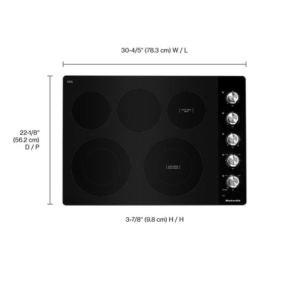 Kitchenaid® 30" Electric Cooktop with 5 Elements and Knob Controls KCES550HSS