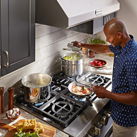 Kitchenaid® 36" 585 or 1170 CFM Motor Class Commercial-Style Wall-Mount Canopy Range Hood KVWC906KSS