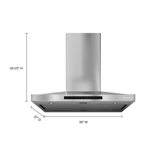 Kitchenaid® 36" Island-Mount, 3-Speed Canopy Hood KVIB606DSS