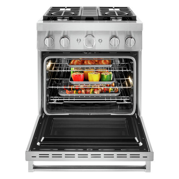 KitchenAid® 30'' Smart Commercial-Style Dual Fuel Range with 4 Burners KFDC500JSS