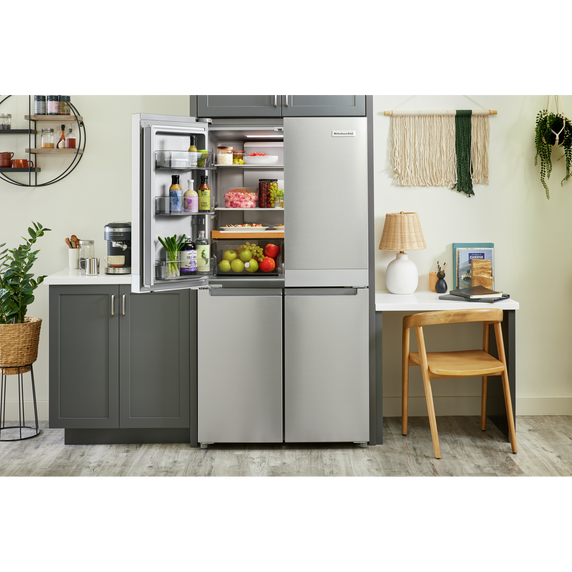 Kitchenaid® 19.4 cu. ft. 36-inch wide Counter-Depth 4-Door Refrigerator with PrintShield™ Finish KRQC506MPS