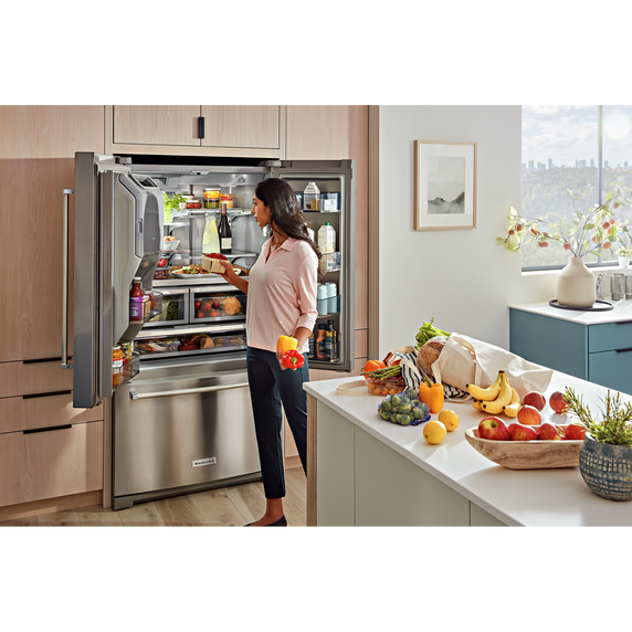 Kitchenaid® 26.8 Cu. Ft. Standard-Depth French Door Refrigerator with Exterior Ice and Water Dispenser KRFF577KPS