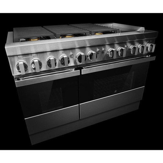 Jennair® NOIR™ 48" Dual-Fuel Professional Range with Chrome-Infused Griddle JDRP548HM