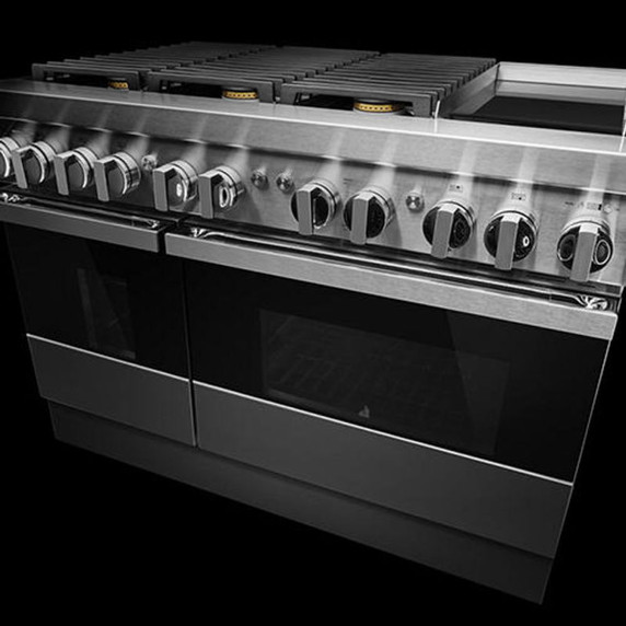 Jennair® NOIR™ 48" Dual-Fuel Professional Range with Chrome-Infused Griddle JDRP548HM