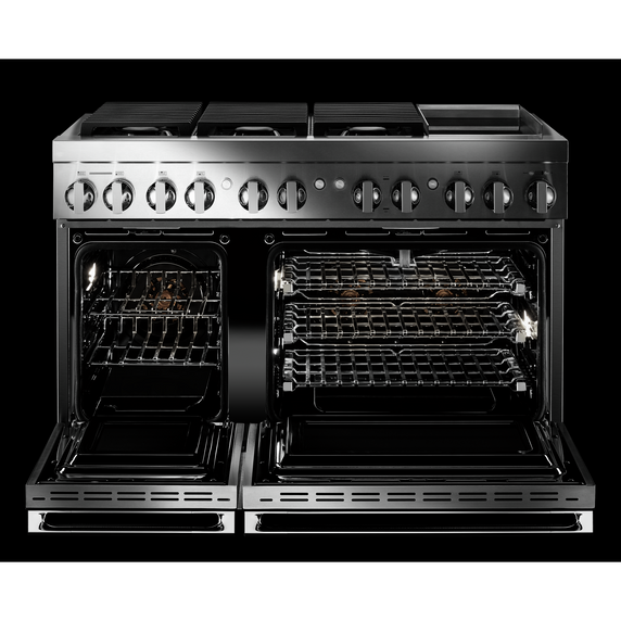 Jennair® NOIR™ 48 Dual-Fuel Professional Range with Chrome-Infused Griddle JDRP548HM