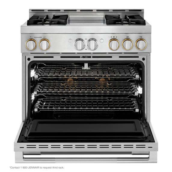 Jennair® 36 RISE™ Gas Professional-Style Range with Chrome-Infused Griddle JGRP536HL