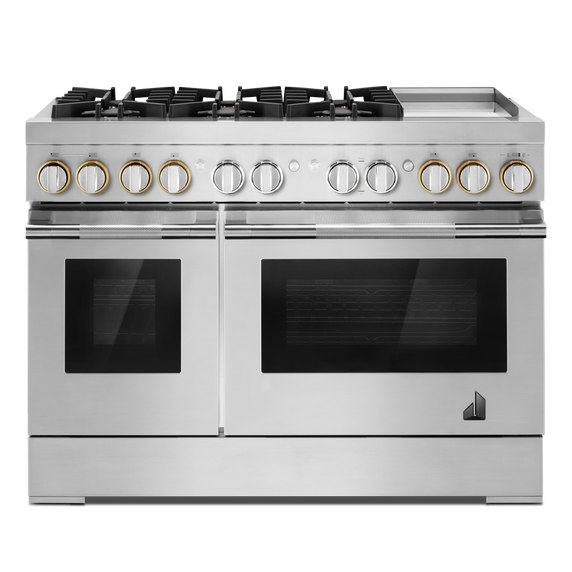 Jennair® RISE™ 48 Dual-Fuel Professional Range with Chrome-Infused Griddle JDRP548HL