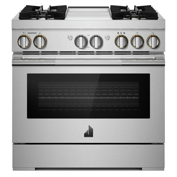 Jennair® RISE™ 36 Dual-Fuel Professional Range with Chrome-Infused Griddle and Steam Assist JDSP536HL