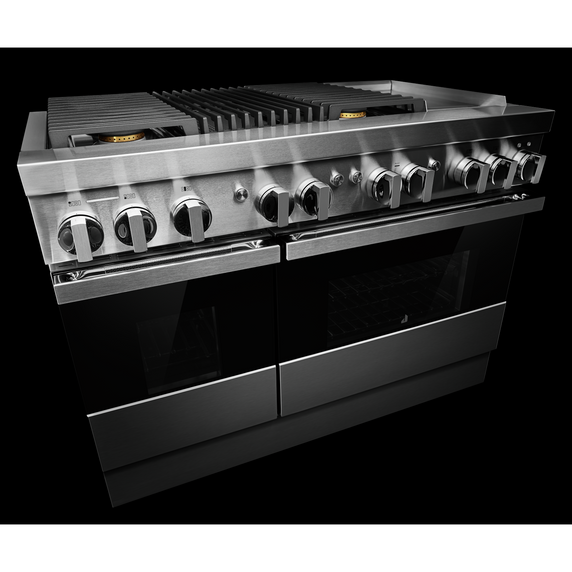 Jennair® NOIR™ 48 Dual-Fuel Professional-Style Range with Chrome-Infused Griddle and Grill JDRP748HM