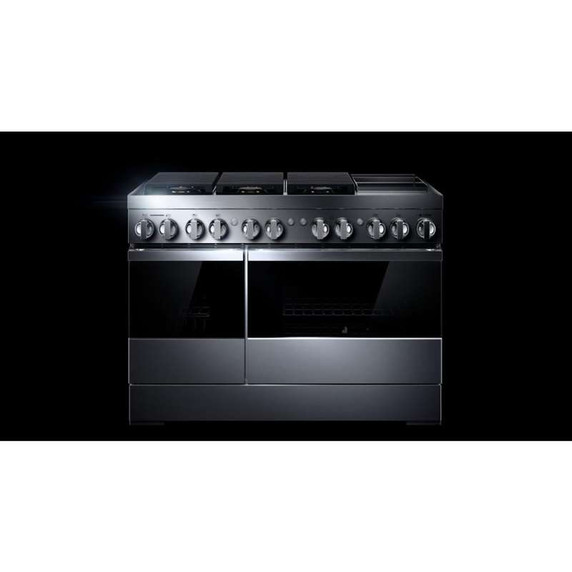 Jennair® NOIR™ 48" Dual-Fuel Professional-Style Range with Chrome-Infused Griddle and Steam Assist JDSP548HM