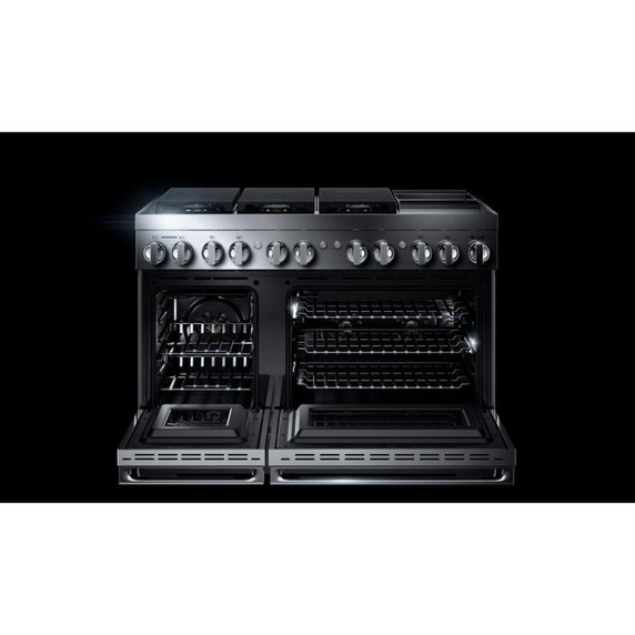 Jennair® NOIR™ 48" Dual-Fuel Professional-Style Range with Chrome-Infused Griddle and Steam Assist JDSP548HM