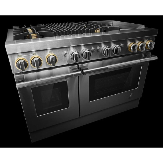 Jennair® RISE™ 48" Dual-Fuel Professional Range with Chrome-Infused Griddle and Gas Grill JDRP748HL