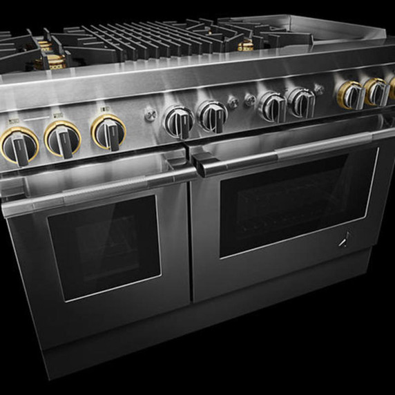 Jennair® RISE™ 48" Dual-Fuel Professional Range with Chrome-Infused Griddle and Gas Grill JDRP748HL