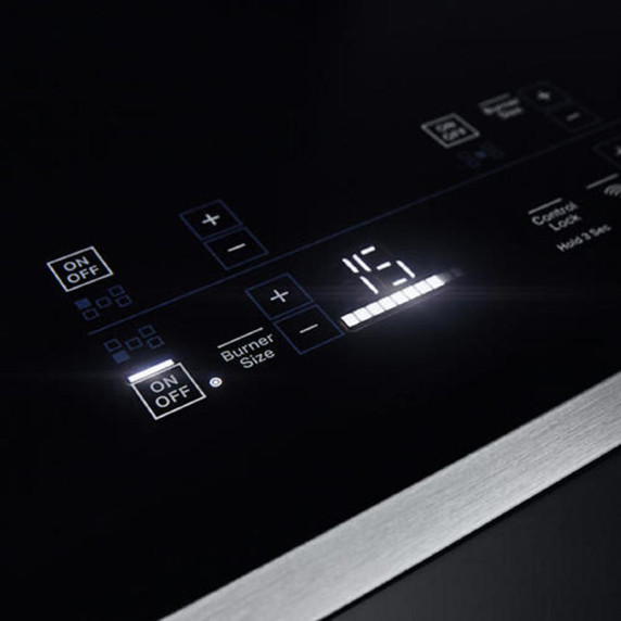 Jennair® 30"  Lustre Stainless Radiant Glass Cooktop with Halo-Effect Knobs JEC3430HS