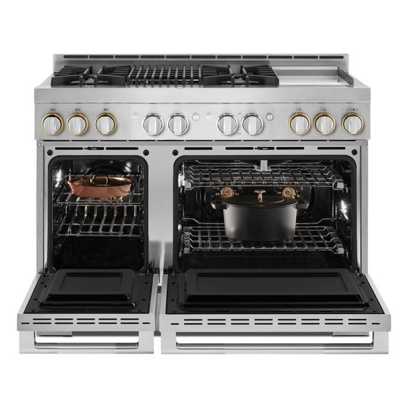 Jennair® 48" RISE™ Gas Professional-Style Range with Chrome-Infused Griddle and Infrared Grill JGRP748HL