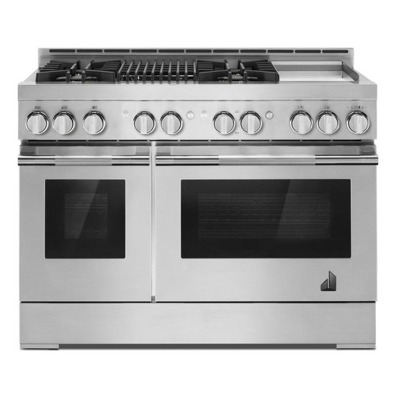 Jennair® 48" RISE™ Gas Professional-Style Range with Chrome-Infused Griddle and Infrared Grill JGRP748HL