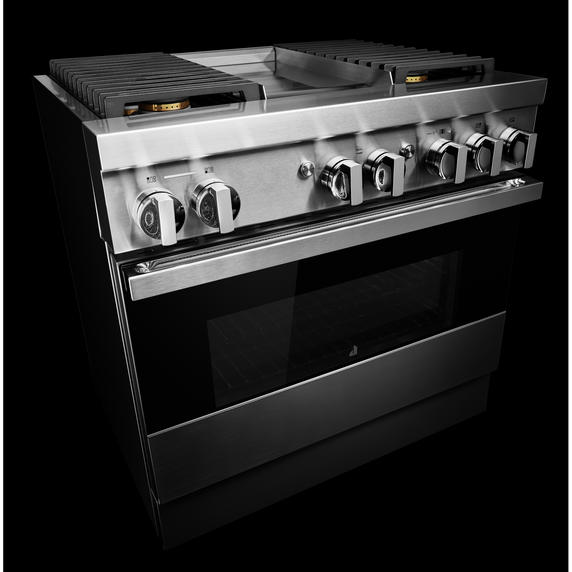 Jennair® NOIR™ 36 Dual-Fuel Professional-Style Range with Chrome-Infused Griddle and Steam Assist JDSP536HM