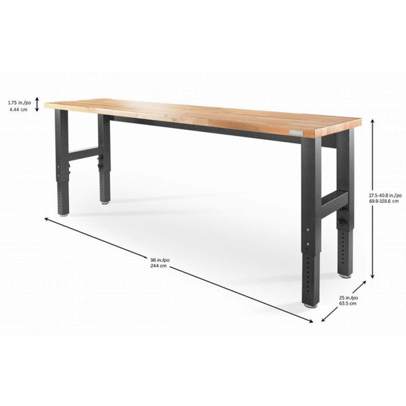 Gladiator® 8' (243.8 cm) Wide Adjustable Height Hardwood Workbench GAWB08HWEG