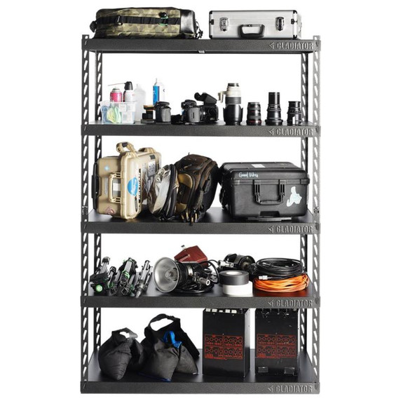 Gladiator® 48" (121.9 cm) Wide EZ Connect Rack with Five 24" (61 cm) Deep Shelves YGRK485XGG Gladiator® 48" (121.9 cm) Wide EZ Connect Rack with Five 24" (61 cm) Deep Shelves YGRK485XGG