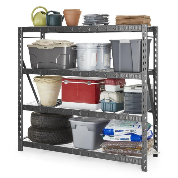 Gladiator® 77" Wide Heavy Duty Rack with Four 24" Deep Shelves GARS774XEG