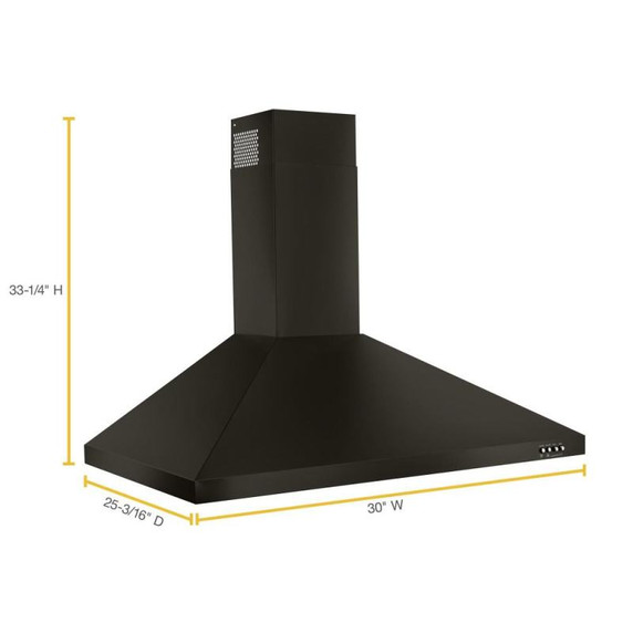Whirlpool® 30" Contemporary Black Stainless Wall Mount Range Hood WVW53UC0HV