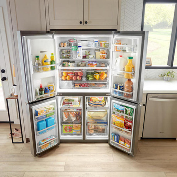 Whirlpool® 36-Inch Counter Depth 4 Door Refrigerator with Ice Maker in Door WRQC7836RZ