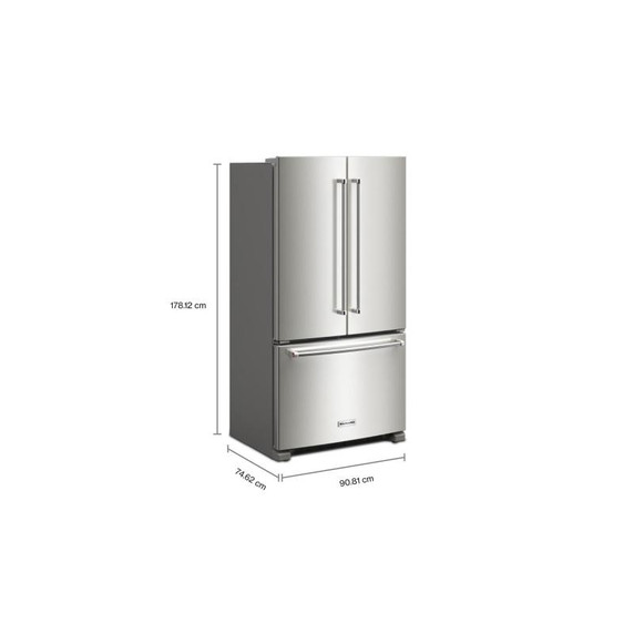 Kitchenaid® 20 cu. ft. 36-Inch Width Counter-Depth French Door Refrigerator with Interior Dispense KRFC136RPS Kitchenaid® 20 cu. ft. 36-Inch Width Counter-Depth French Door Refrigerator with Interior Dispense KRFC136RPS