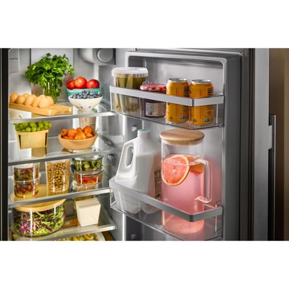 Kitchenaid® 20.8 Cu. Ft. Counter-Depth Side-by-Side Refrigerator with Exterior Ice and Water Dispenser in PrintShield™ Finish KRSC536RPS