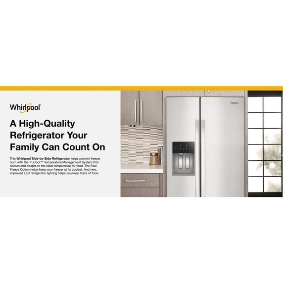 Whirlpool® 36-inch Full Depth Side-by-Side Refrigerator with TruCool™ System WRSF5536RZ Whirlpool® 36-inch Full Depth Side-by-Side Refrigerator with TruCool™ System WRSF5536RZ