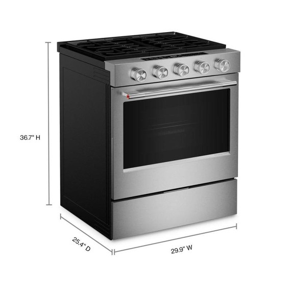 Kitchenaid® 5.0 Cu. Ft. Smart Slide-in Gas Range with Convection Cooking Modes and 2-in-1 Burner KSGS530SPS