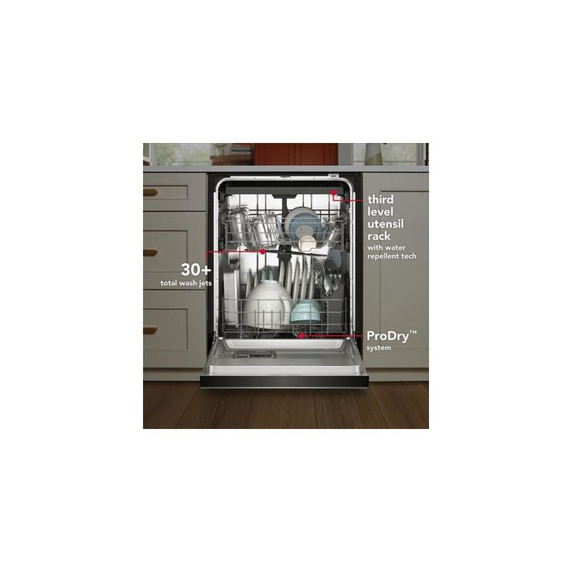 Kitchenaid® Third Level Utensil Rack Dishwasher with 30+ Total Wash Jets in PrintShield™ Finish, 47 dBA KDTS224SPS