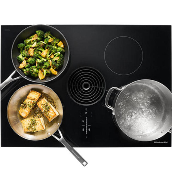 Kitchenaid® 30-inch NextGen Induction Downdraft Cooktop with 4 Cooking Zones KCID930SBL