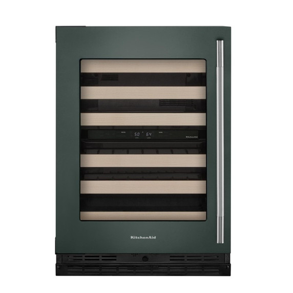 Kitchenaid® 24" Undercounter Wine Cellar with Full-Extension Wood-Front Racks KUWL524SJP