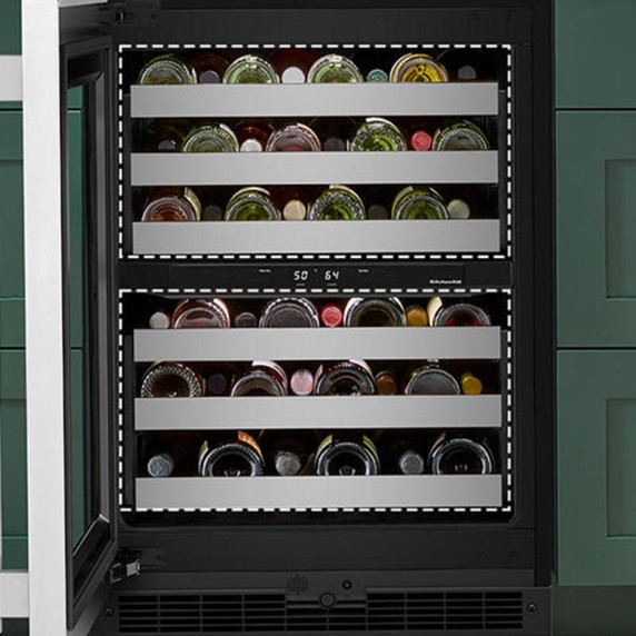 Kitchenaid® 24" Undercounter Wine Cellar with Full-Extension Metal-Front Racks KUWL324SSB