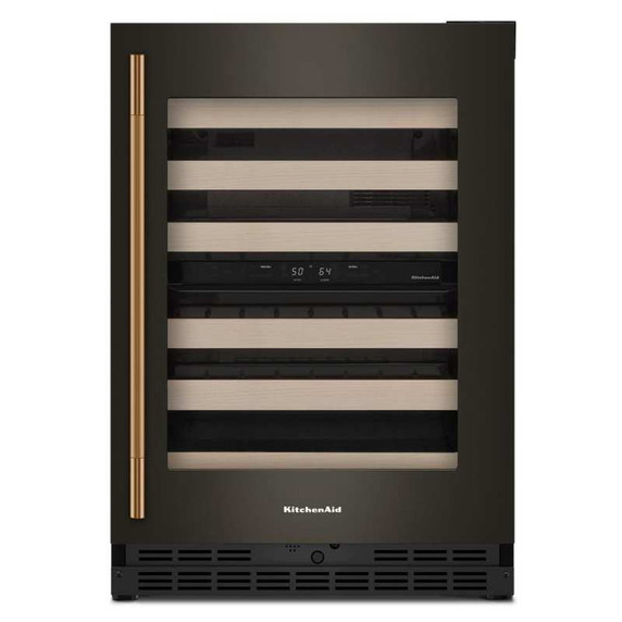 Kitchenaid® 24" Undercounter Wine Cellar with Full-Extension Wood-Front Racks KUWR524SBE