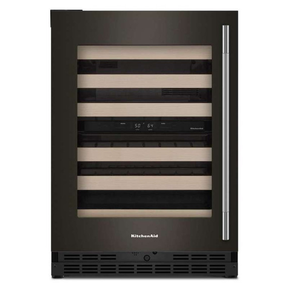 Kitchenaid® 24" Undercounter Wine Cellar with Full-Extension Wood-Front Racks KUWL524SBE