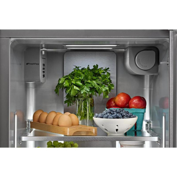 Kitchenaid® 20.8 Cu. Ft. Counter-Depth Side-by-Side Refrigerator with Exterior Ice and Water Dispenser in Black Ore KRSC536RBE