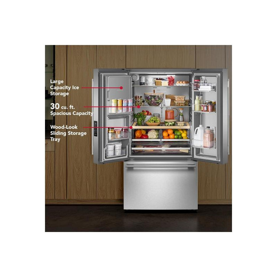 Kitchenaid® 30 cu. ft. French Door Refrigerator with Exterior Water and Ice KRFF436SJP