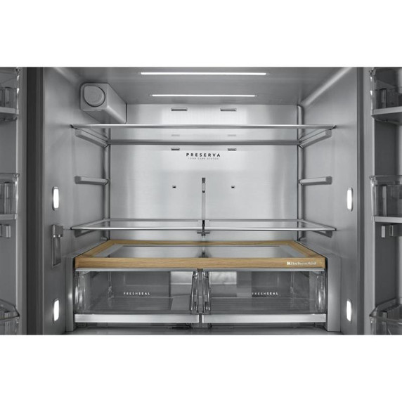 Kitchenaid® 29 cu. ft. French Door Refrigerator with Exterior Water and Ice and FreshChill™ Full-Width Refrigerated Drawer KRMF436SBE