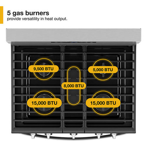 Whirlpool® 30-inch Gas Range with Fan Convection Air Cooking Technology and Steam Clean WFGS4530SZ