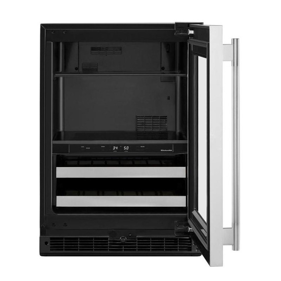 Kitchenaid® 24" Beverage Center with Glass Door and Metal-Front Racks KUBR524SSB