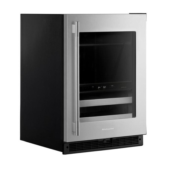 Kitchenaid® 24" Beverage Center with Glass Door and Metal-Front Racks KUBR524SSB