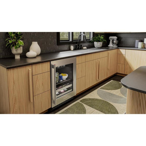 Kitchenaid® 24" Beverage Center with Glass Door and Metal-Front Racks KUBR524SSB