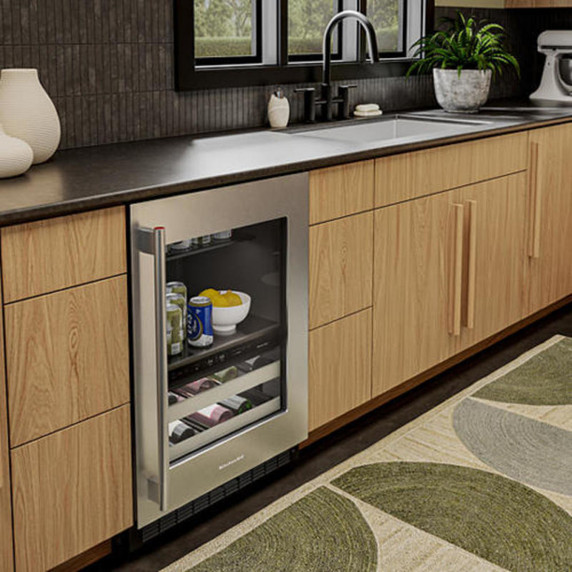 Kitchenaid® 24" Beverage Center with Glass Door and Metal-Front Racks KUBR524SSB