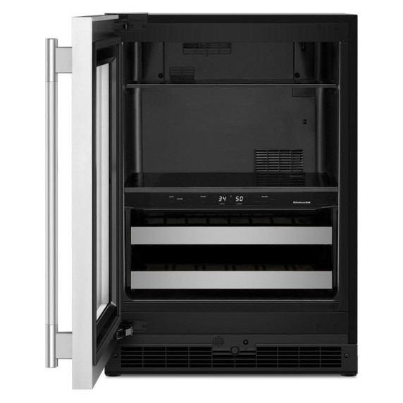 Kitchenaid® 24" Beverage Center with Glass Door and Metal-Front Racks KUBL524SSB