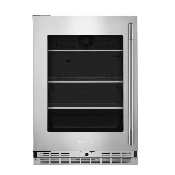 Kitchenaid® 24" Undercounter Refrigerator with Glass Door and Shelves with Metallic Accents KURL524SPS