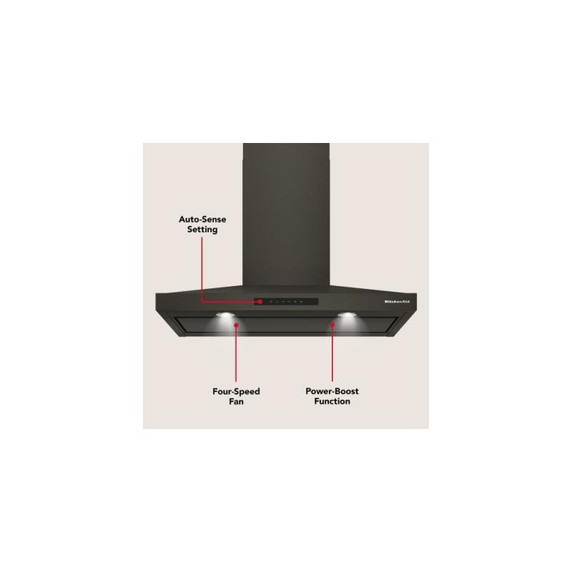 KitchenAid® 36-inch Wall-Mount, 4-Speed Canopy Hood KVWC736SBE