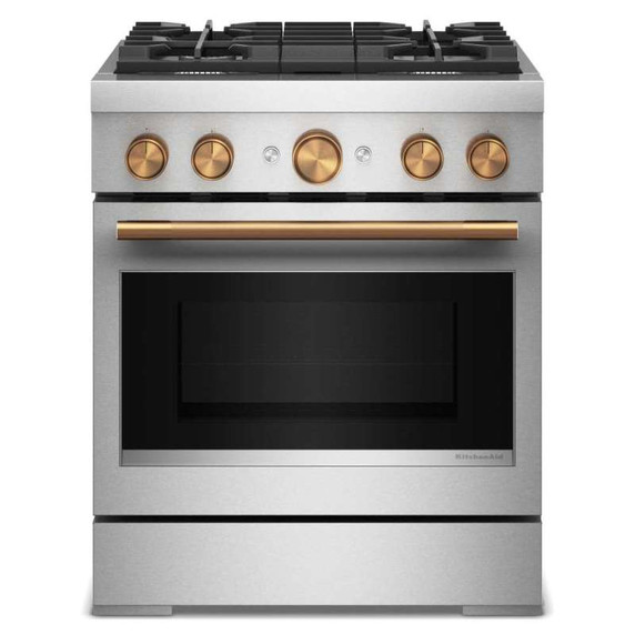 KitchenAid® 30-Inch 4 Burner Commercial-Style Dual Fuel Range with No Preheat Air Fry Mode KFDS930SSS