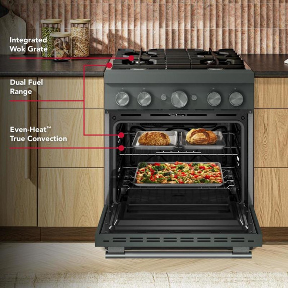 KitchenAid® 30-Inch 4 Burner Commercial-Style Dual Fuel Range with No Preheat Air Fry Mode KFDS930SJP