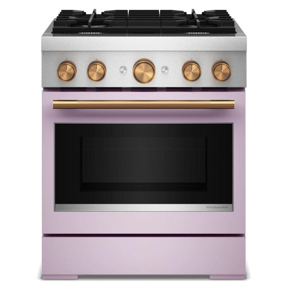 Kitchenaid® 30-Inch 4 Burner Commercial-Style Dual Fuel Range with No Preheat Air Fry Mode KFDS930SWF